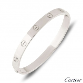 Cartier White Gold Plain Love Bracelet Size 21 B6035421 Cartier White Gold Plain Love Bracelet Size 21 B6035421